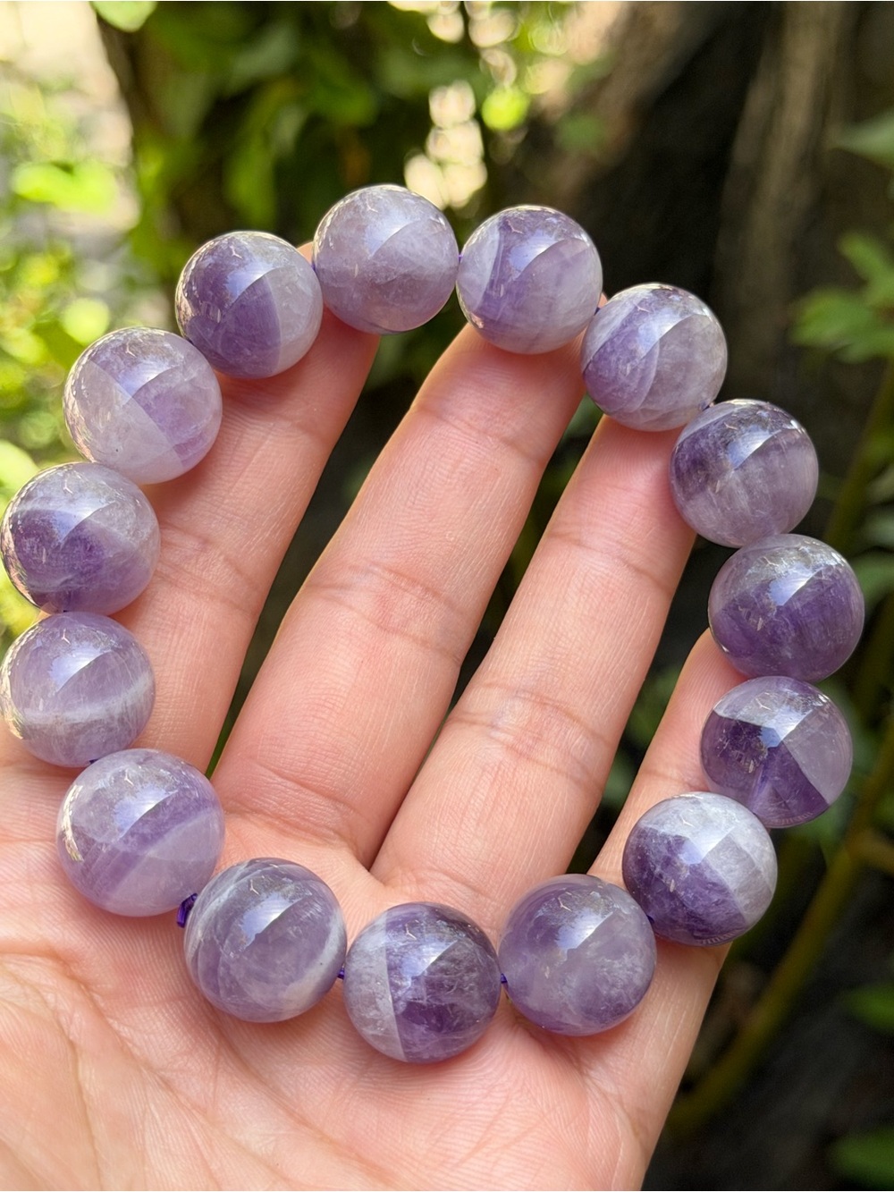 15mm Dream Amethyst Bead Stretch Bracelet 2165
